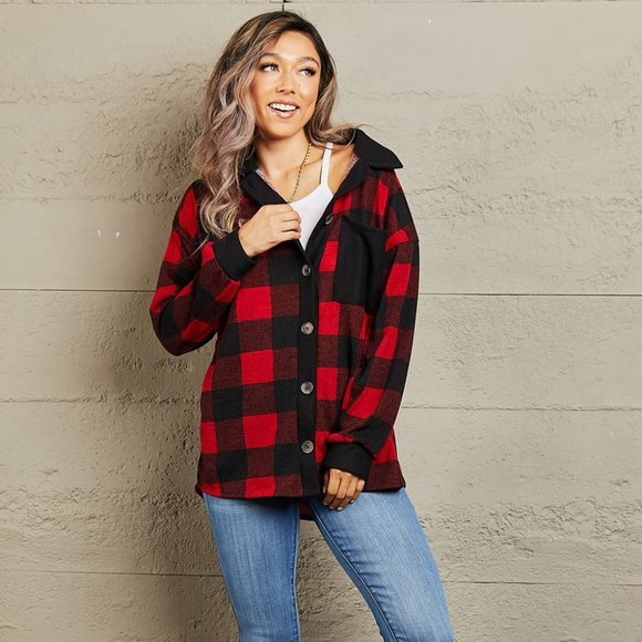 Heimish Make It Last Full Size Contrast Plaid Shacket - Picture 6 of 11